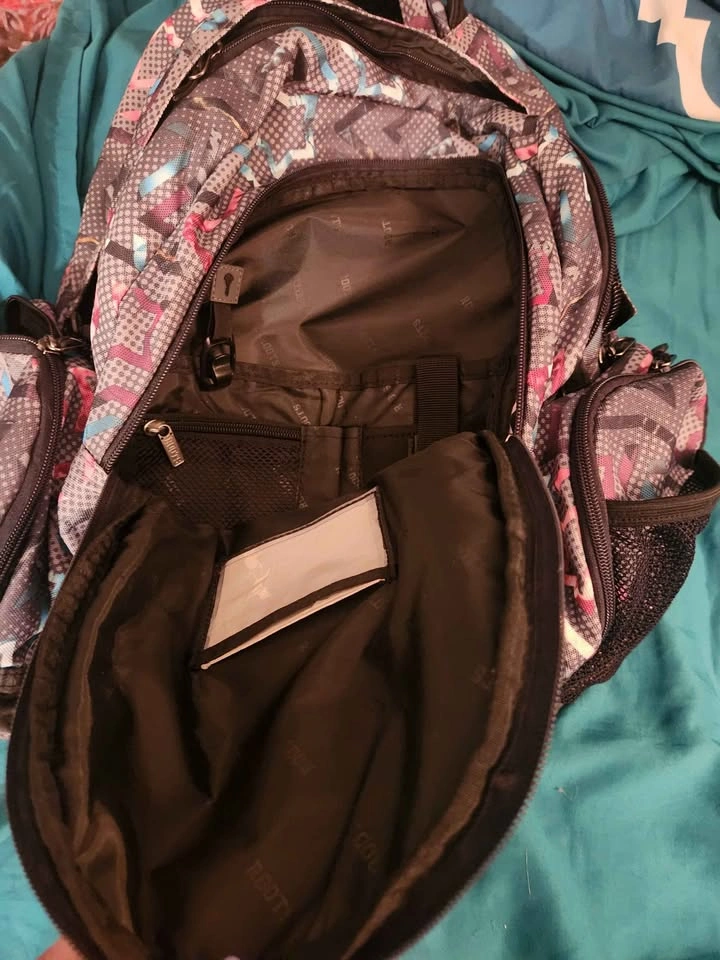 Roots Backpack Gray Pink Blue Geometric Pattern - photo 3