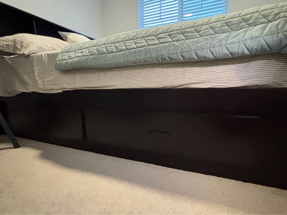 Solid Wood Double Bed with Storage - photo 4