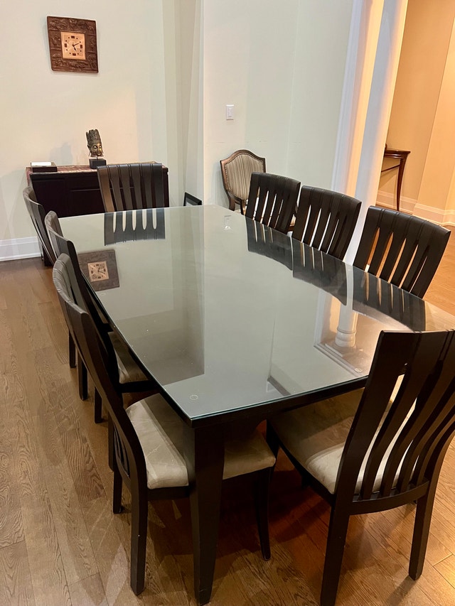 Solid Wood Dining Table with 8 Chairs