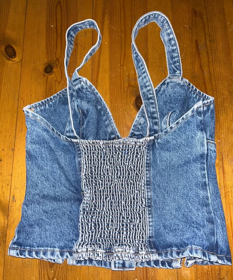 ZARA Blue Denim Bustier Cropped Tank Top - SZ XS - photo 2