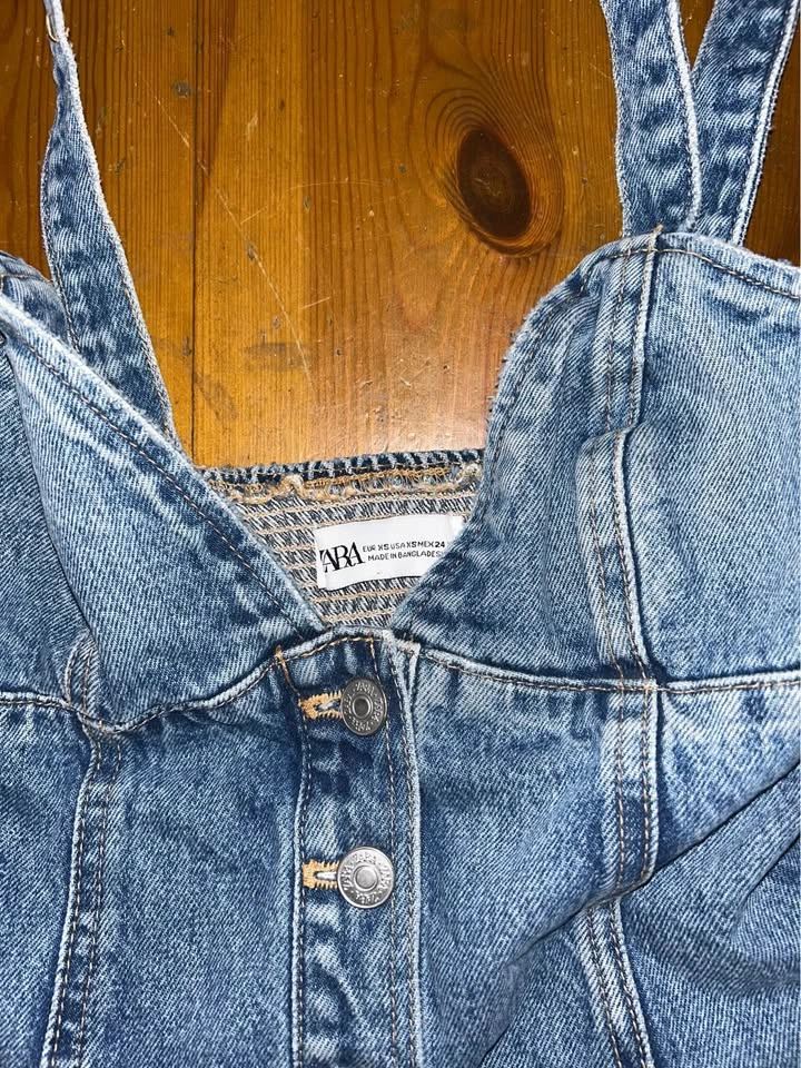ZARA Blue Denim Bustier Cropped Tank Top - SZ XS - photo 3