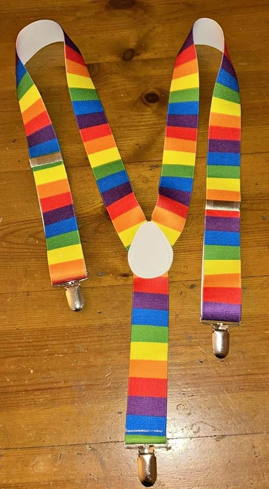 Rainbow Pride Adjustable Suspenders With Clips - One Size Adult
