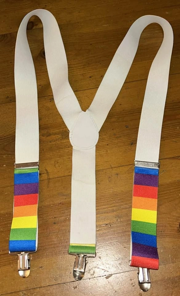 Rainbow Pride Adjustable Suspenders With Clips - One Size Adult - photo 2