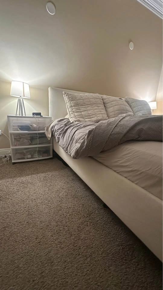 King Bed Frame with Upholstered Headboard - photo 2