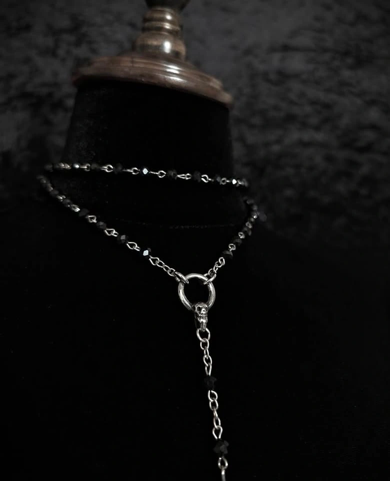 Crucifix Black Rosary Long Necklace, Victorian-Inspired Gothic J - photo 4