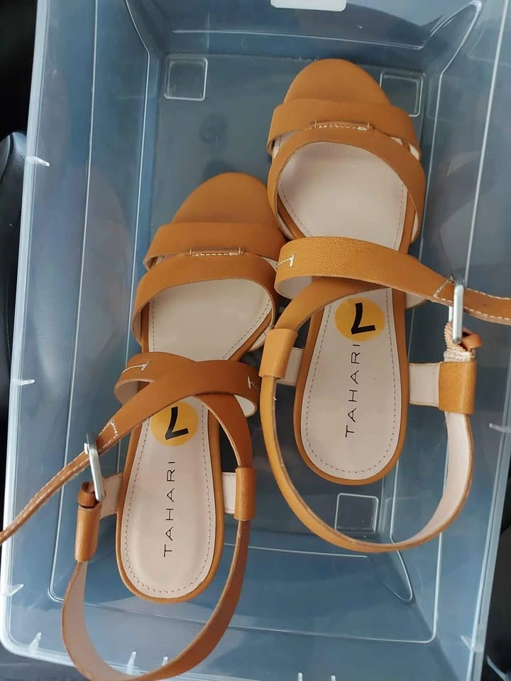 Women sandals on a platform.