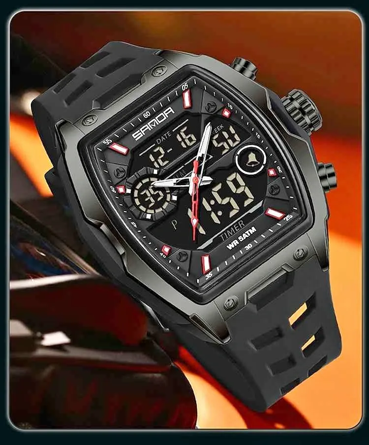 🔥 Top Brand Men’s Military Sport Watch – Big Dial, Dual Display,