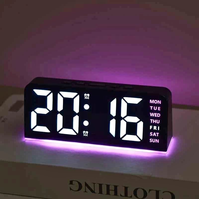 Modern LED Alarm Clock with Ambient Light & Temp