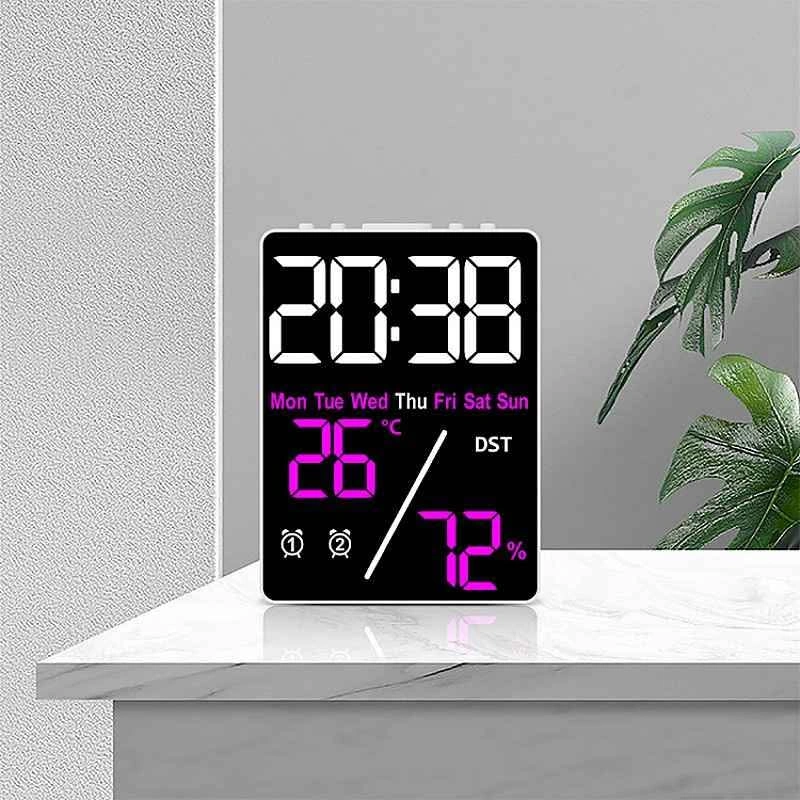 Modern LED Alarm Clock with Ambient Light & Temp - photo 4