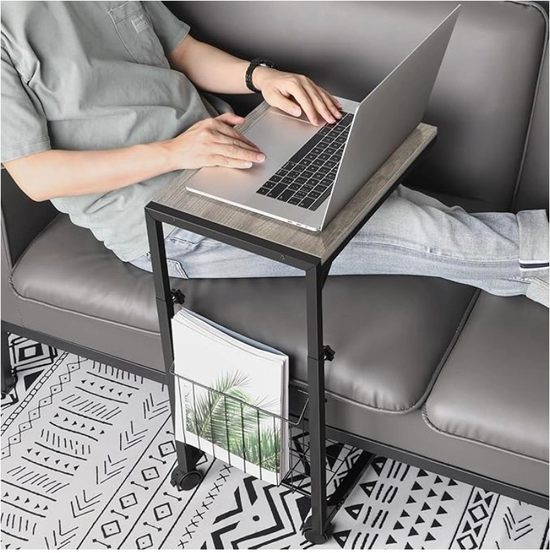 Adjustable C-Shaped Side Table with Basket and Wheels (BNIB) - photo 3