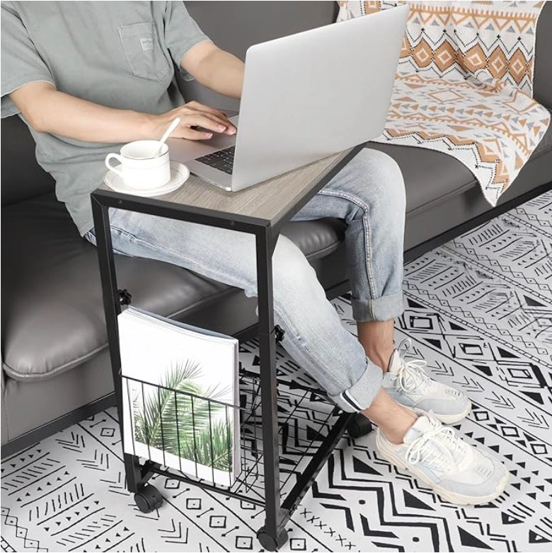 Adjustable C-Shaped Side Table with Basket and Wheels (BNIB) - photo 4