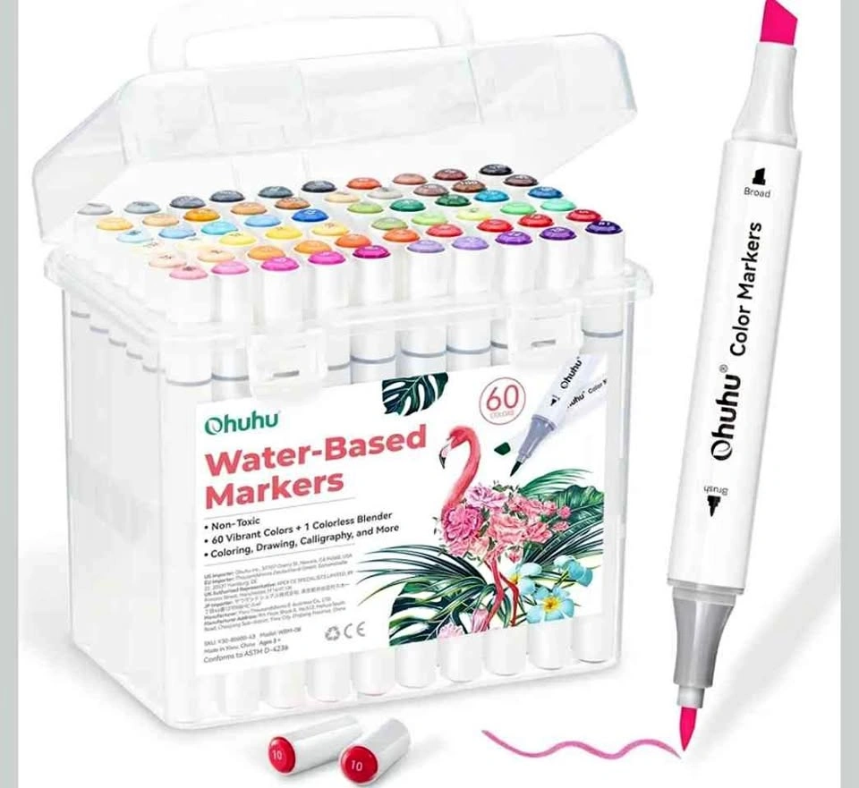 Ohuhu Water-Based Markers 60 Colors Dual Tip