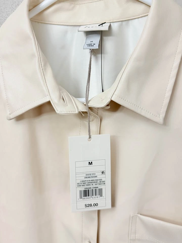 A New Day Cream Faux Leather Shirt / Shacket - Women's Medium - photo 4
