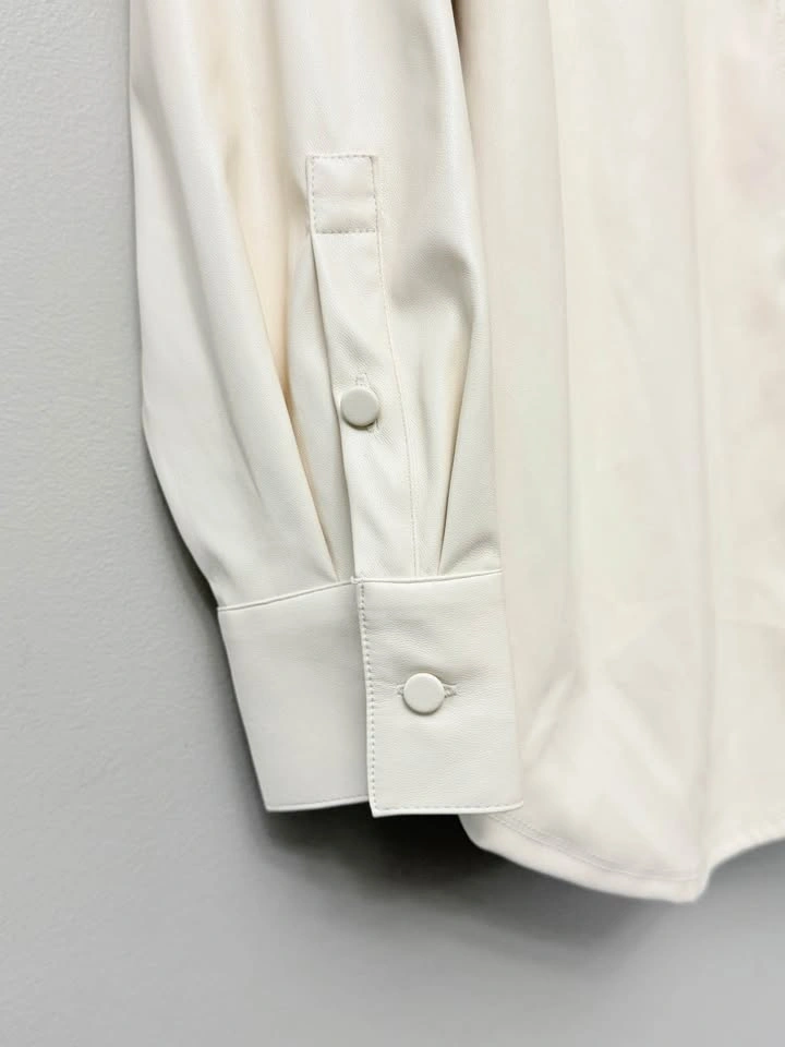 A New Day Cream Faux Leather Shirt / Shacket - Women's Medium - photo 5