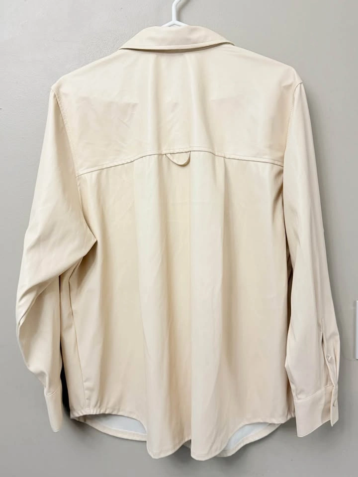 A New Day Cream Faux Leather Shirt / Shacket - Women's Medium - photo 2