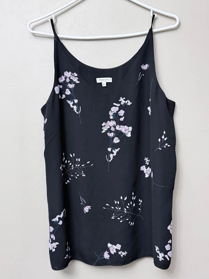 Reitmans Black Floral Camisole Tank Top - Size Medium - photo 2