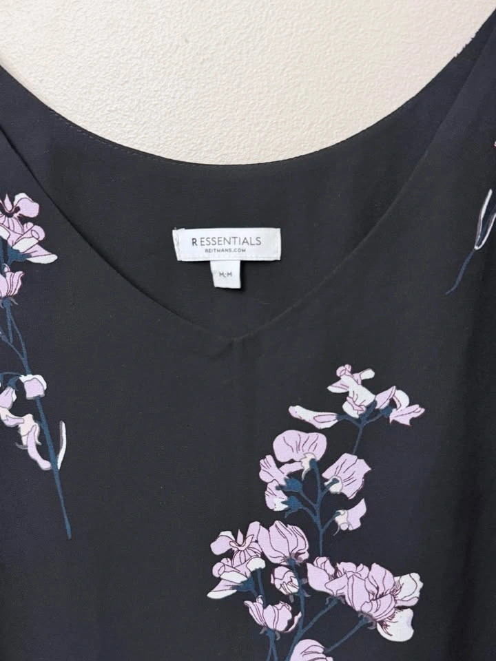Reitmans Black Floral Camisole Tank Top - Size Medium - photo 3