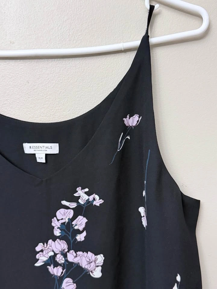 Reitmans Black Floral Camisole Tank Top - Size Medium - photo 4