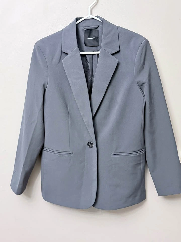 Vero Moda Single-Button Tailored Blazer - Grey - Size S