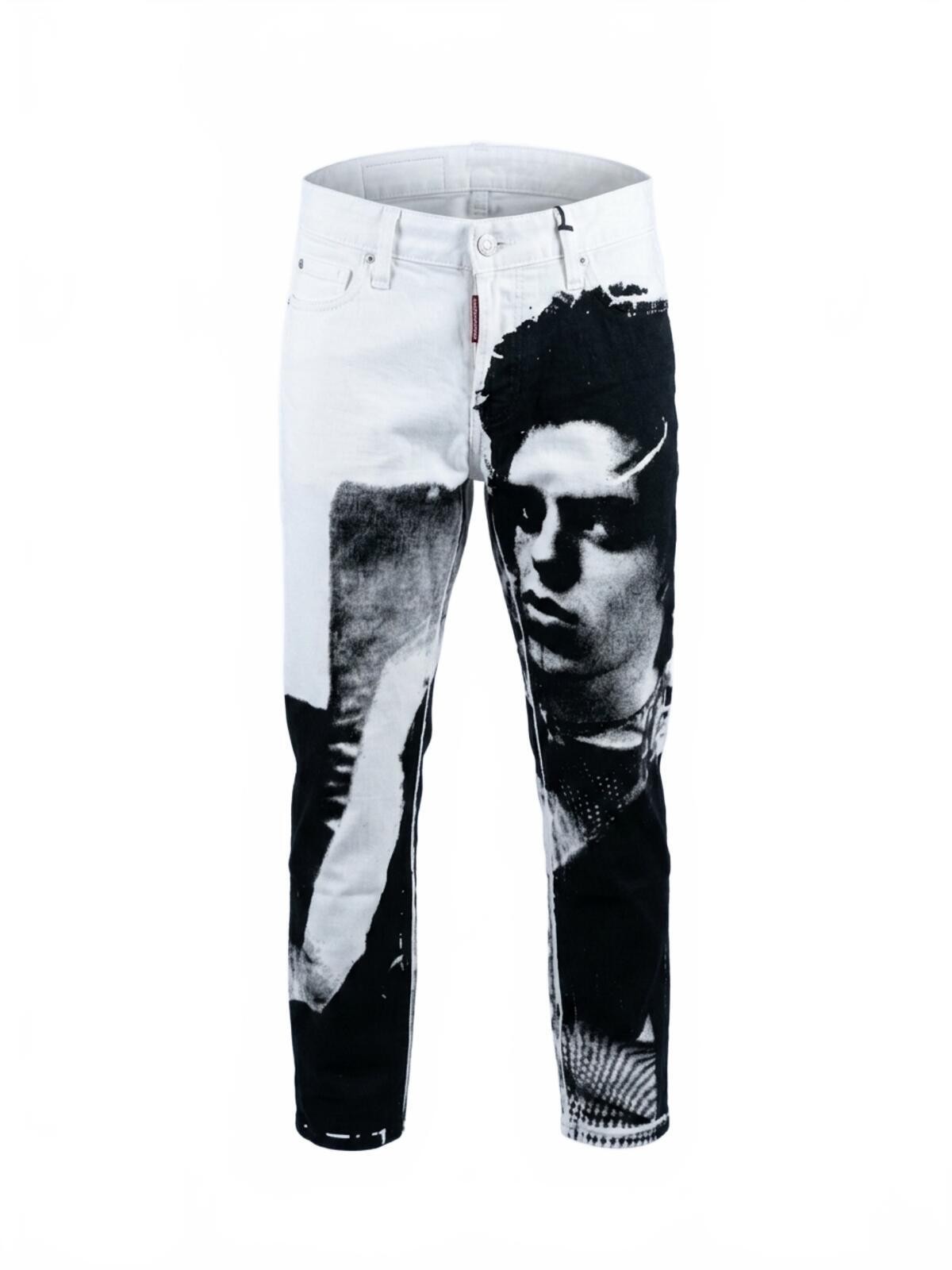 Dsquared2 Runway Straight Cropped Jean White Leopard Print IT 38 - photo 2