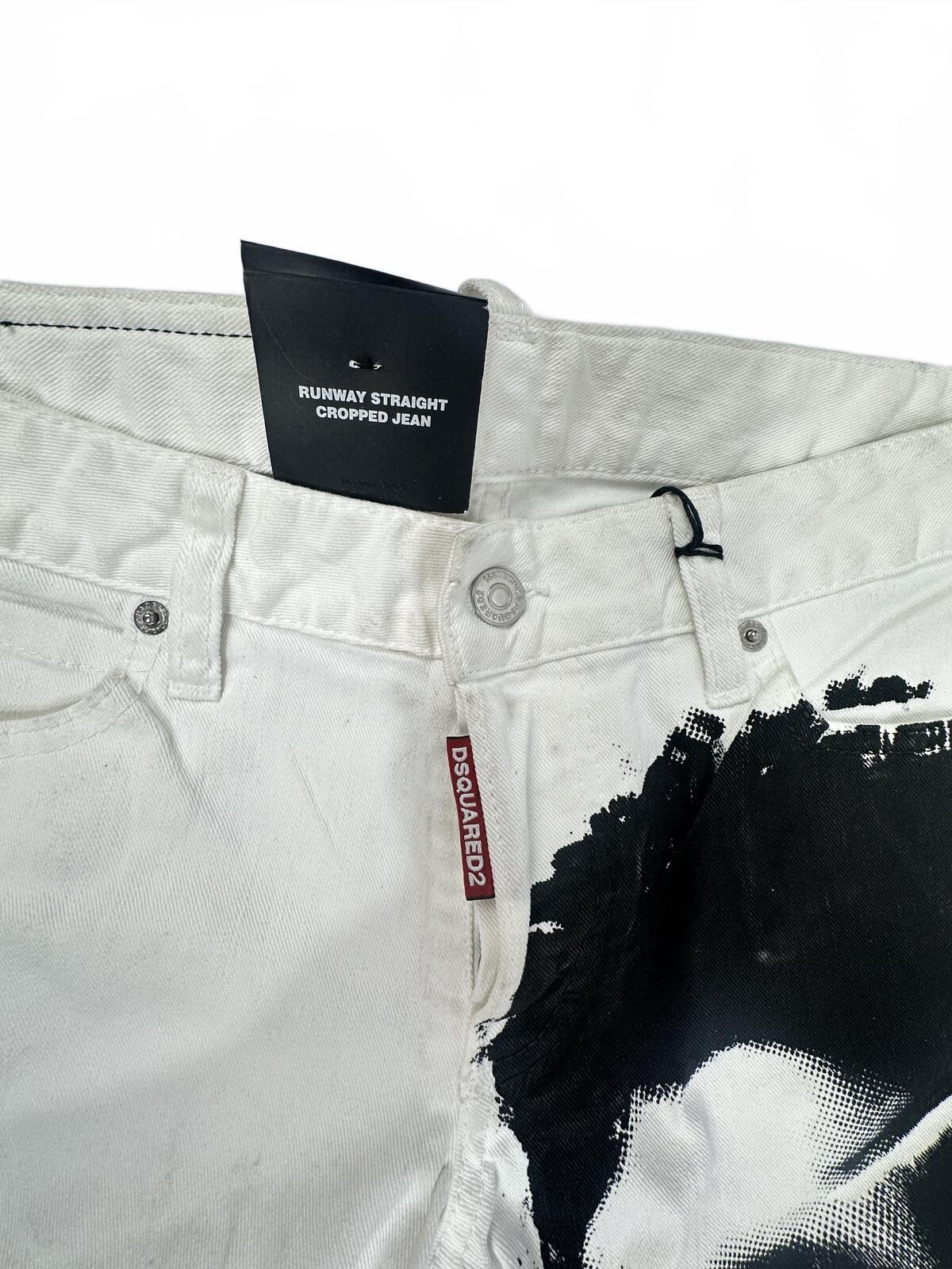 Dsquared2 Runway Straight Cropped Jean White Leopard Print IT 38 - photo 4