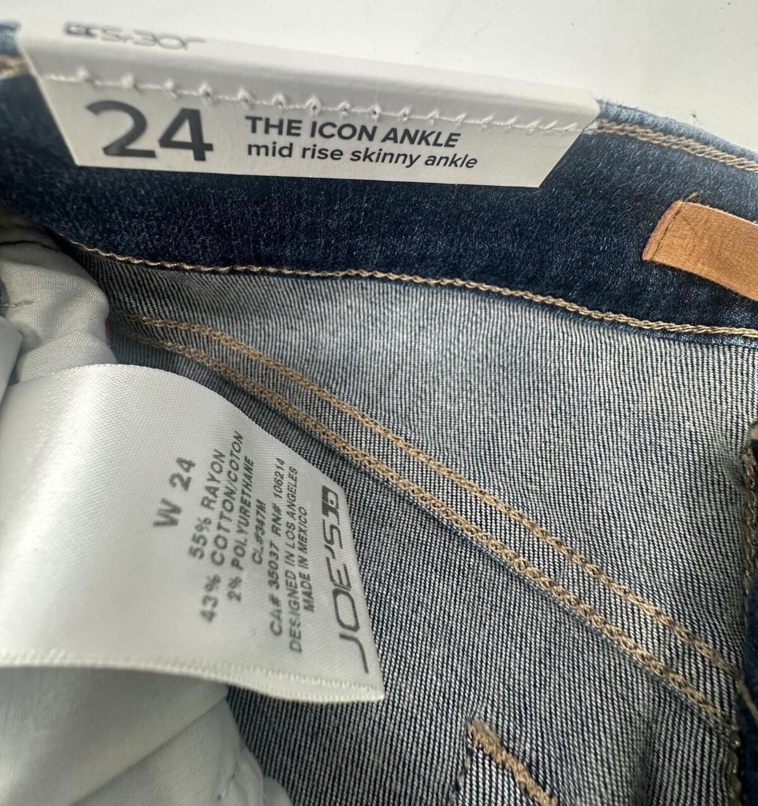 Joe's Jeans Icon Ankle Skinny Jeans W24 Mid Rise Stretch Denim N - photo 5