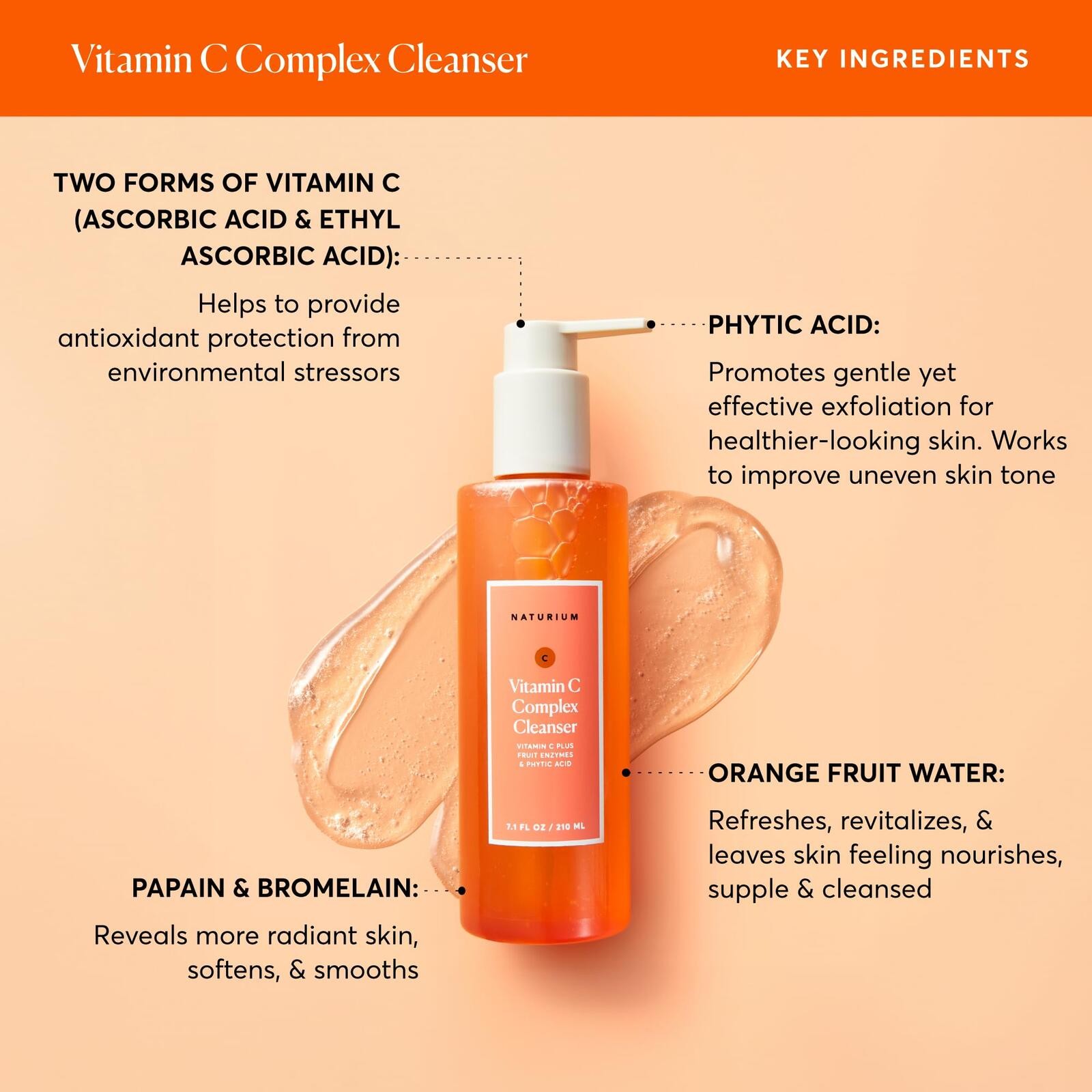 Naturium Vitamin C Complex Cleanser 210ml Brightening Face Wash - photo 2