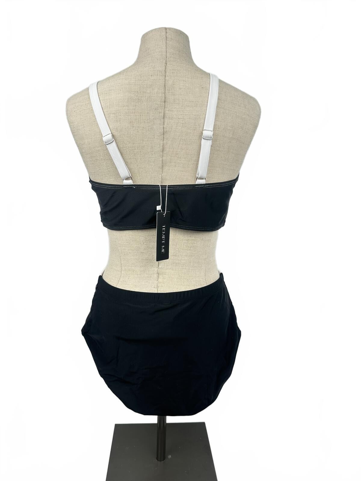 Tempt Me Plus Size Colorblock Bikini Set Black White Gray 14W XL - photo 4