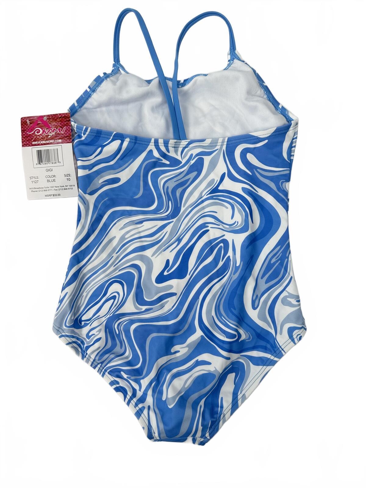 Kanu Surf Girls Blue White Marble Swirl One Piece Swimsuit Size - photo 3