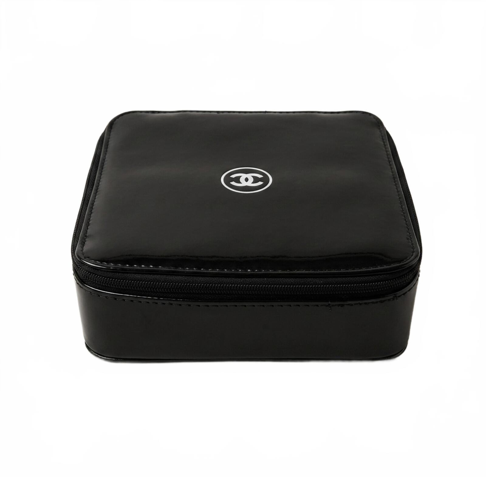 Chanel CC Logo Black Patent Cosmetic Case Vanity Pouch GWP | Pre