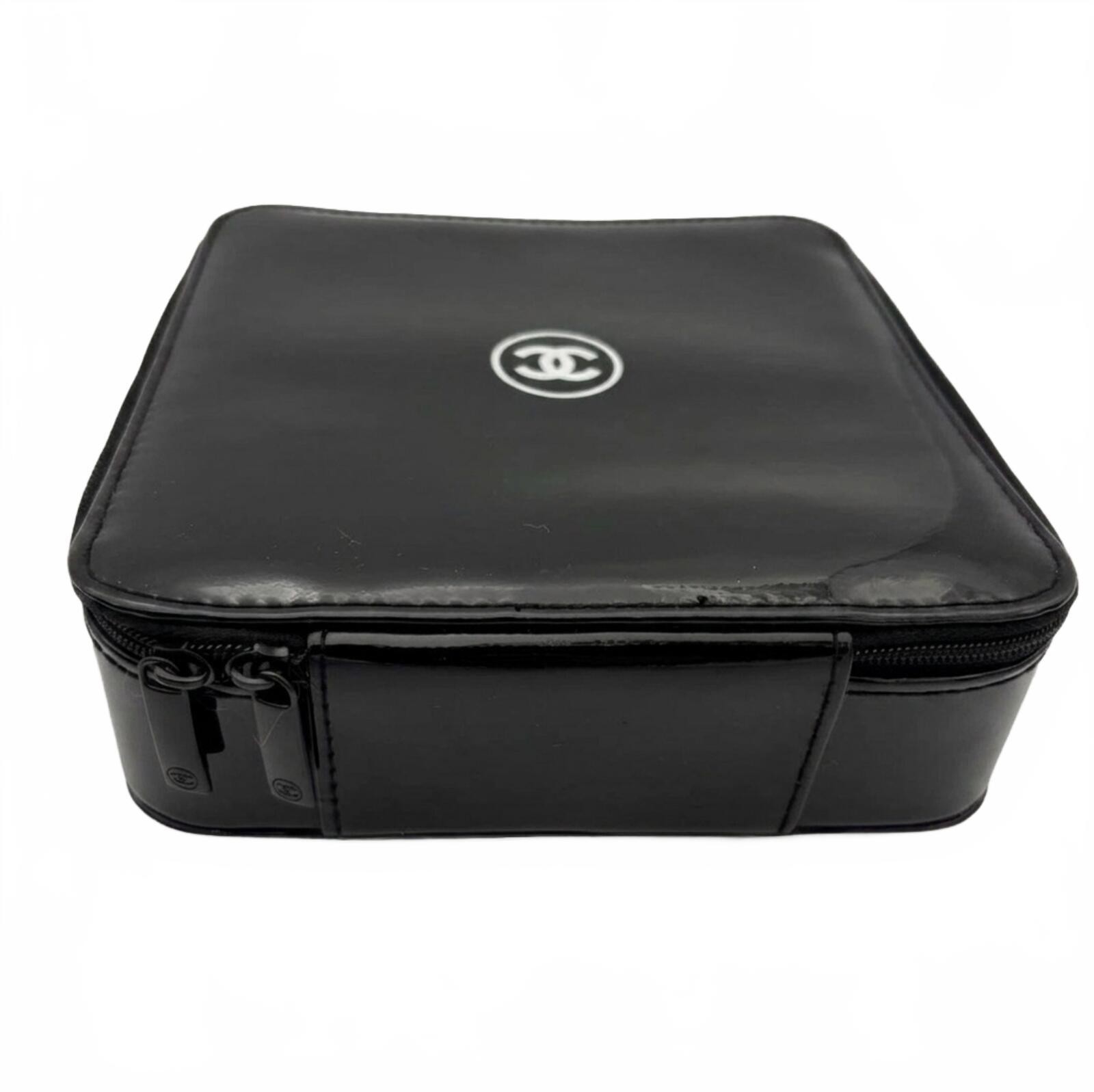 Chanel CC Logo Black Patent Cosmetic Case Vanity Pouch GWP | Pre - photo 5