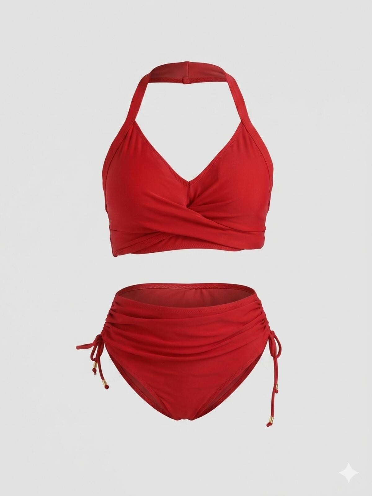Red High Waisted Bikini Set M NWT