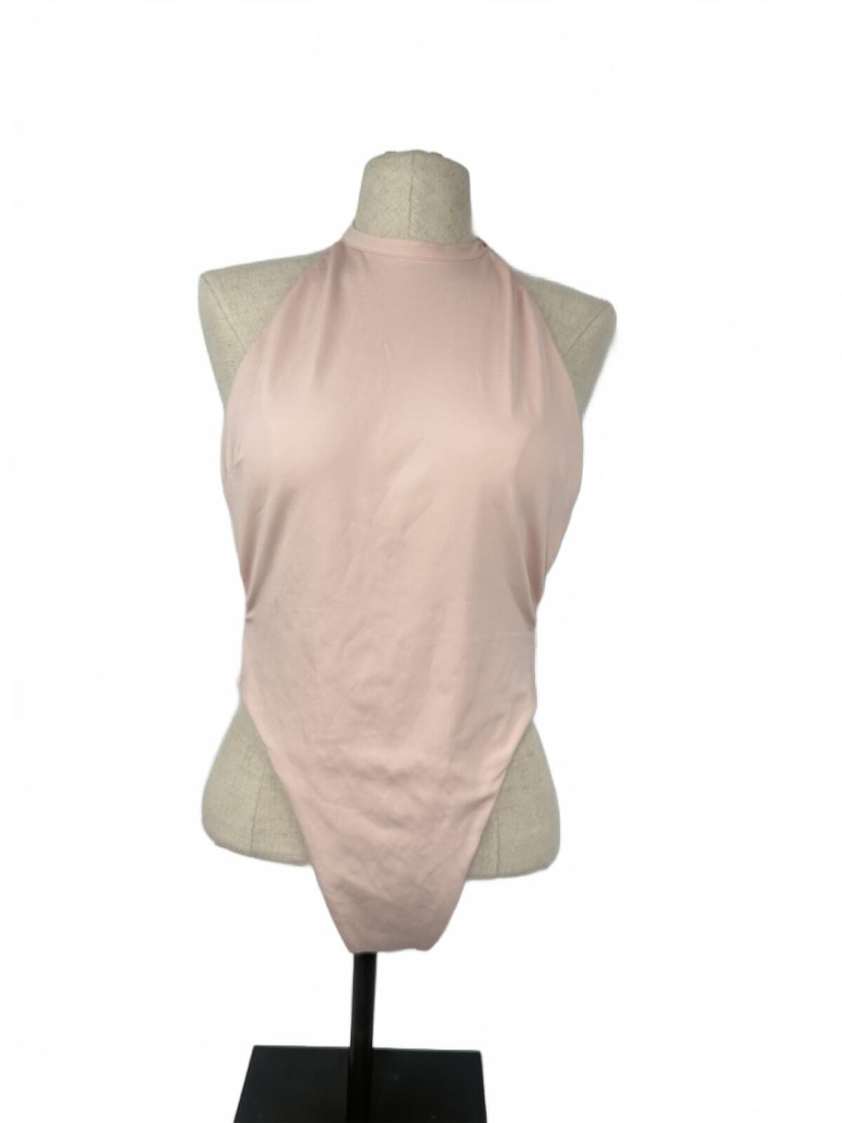 Fashion Nova Nude Halter Bodysuit High Neck Open Back Buckle NWO - photo 2