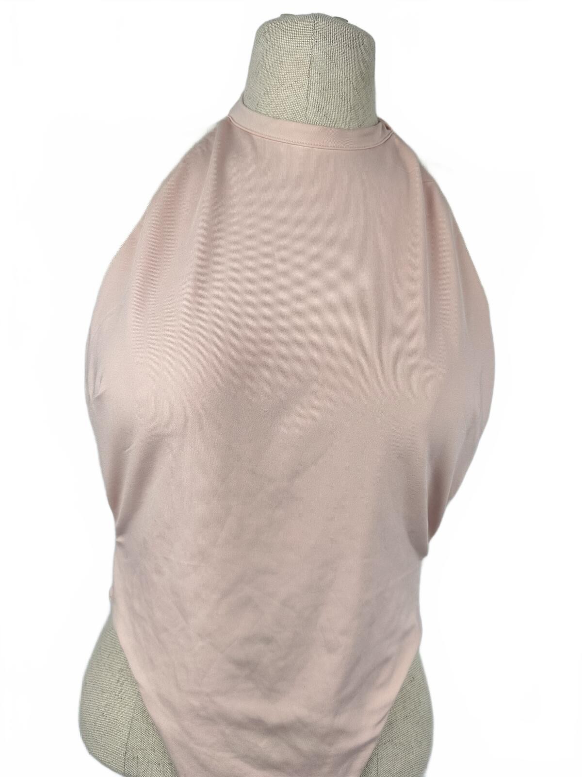 Fashion Nova Nude Halter Bodysuit High Neck Open Back Buckle NWO - photo 3