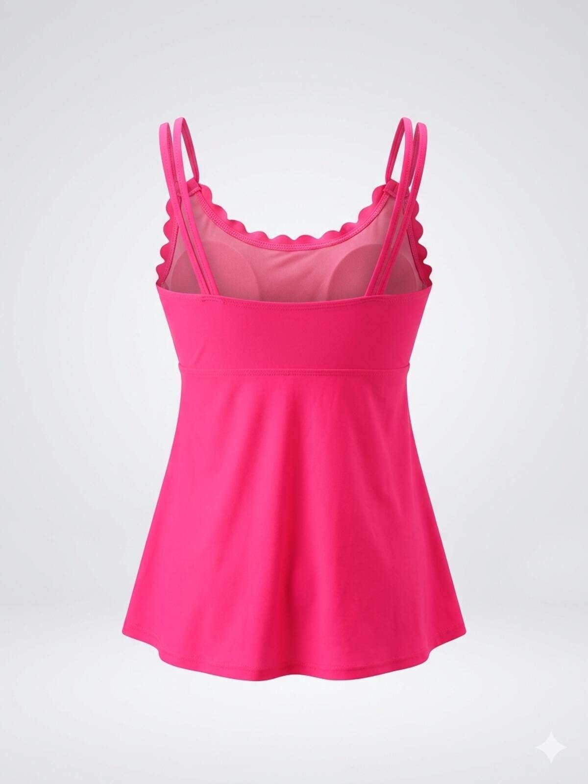 Hot Pink Tankini Swimsuit Set High Waisted Ruched Bottom L NWOT - photo 2