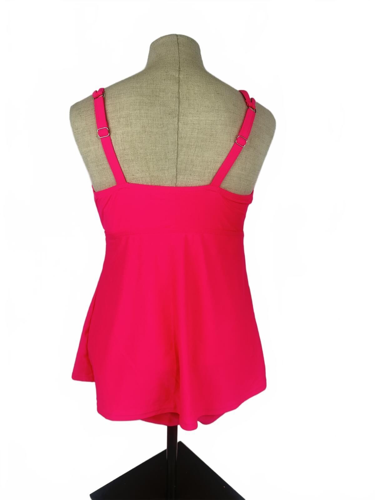 Hot Pink Tankini Swimsuit Set High Waisted Ruched Bottom L NWOT - photo 4