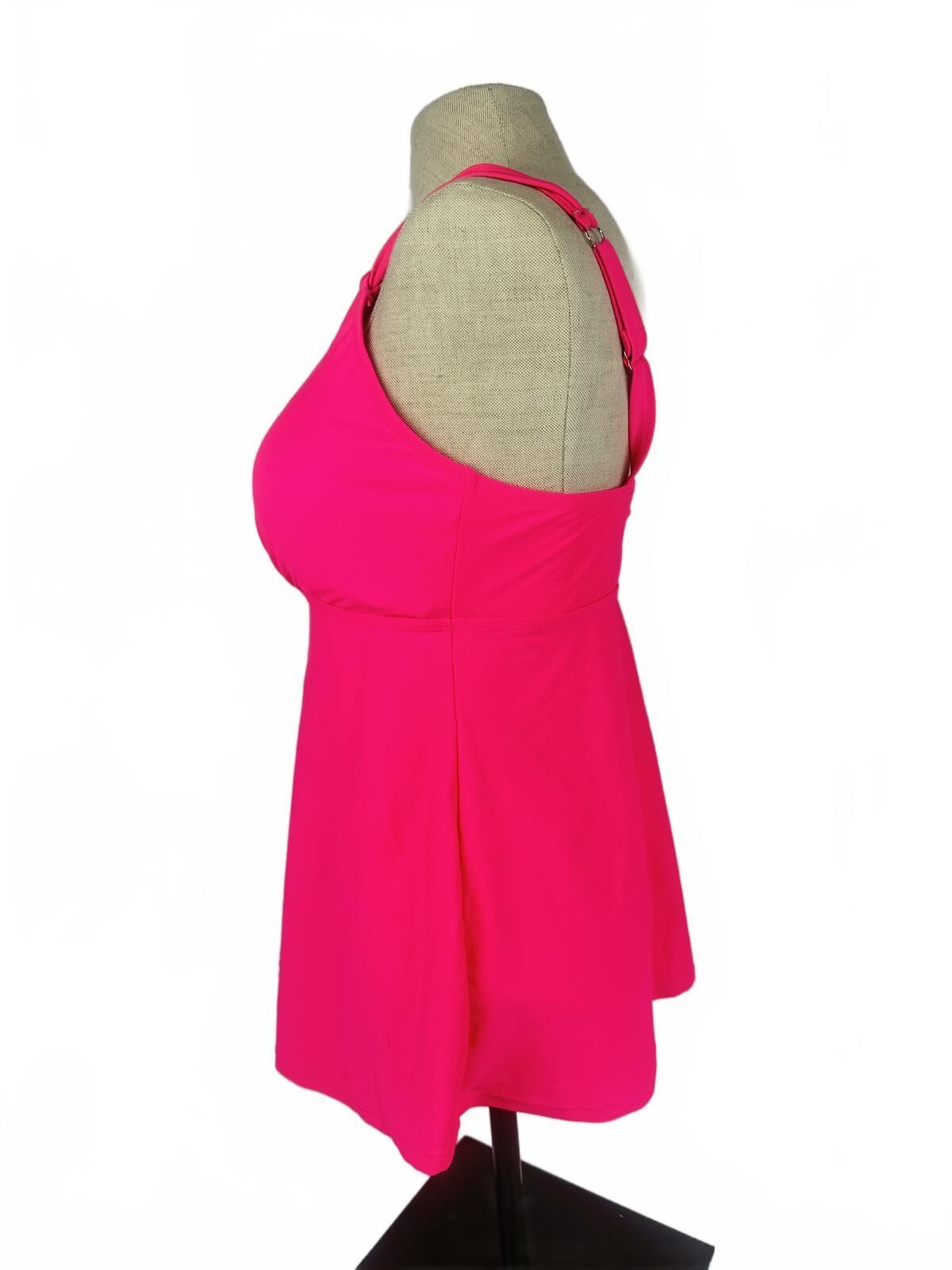 Hot Pink Tankini Swimsuit Set High Waisted Ruched Bottom L NWOT - photo 5