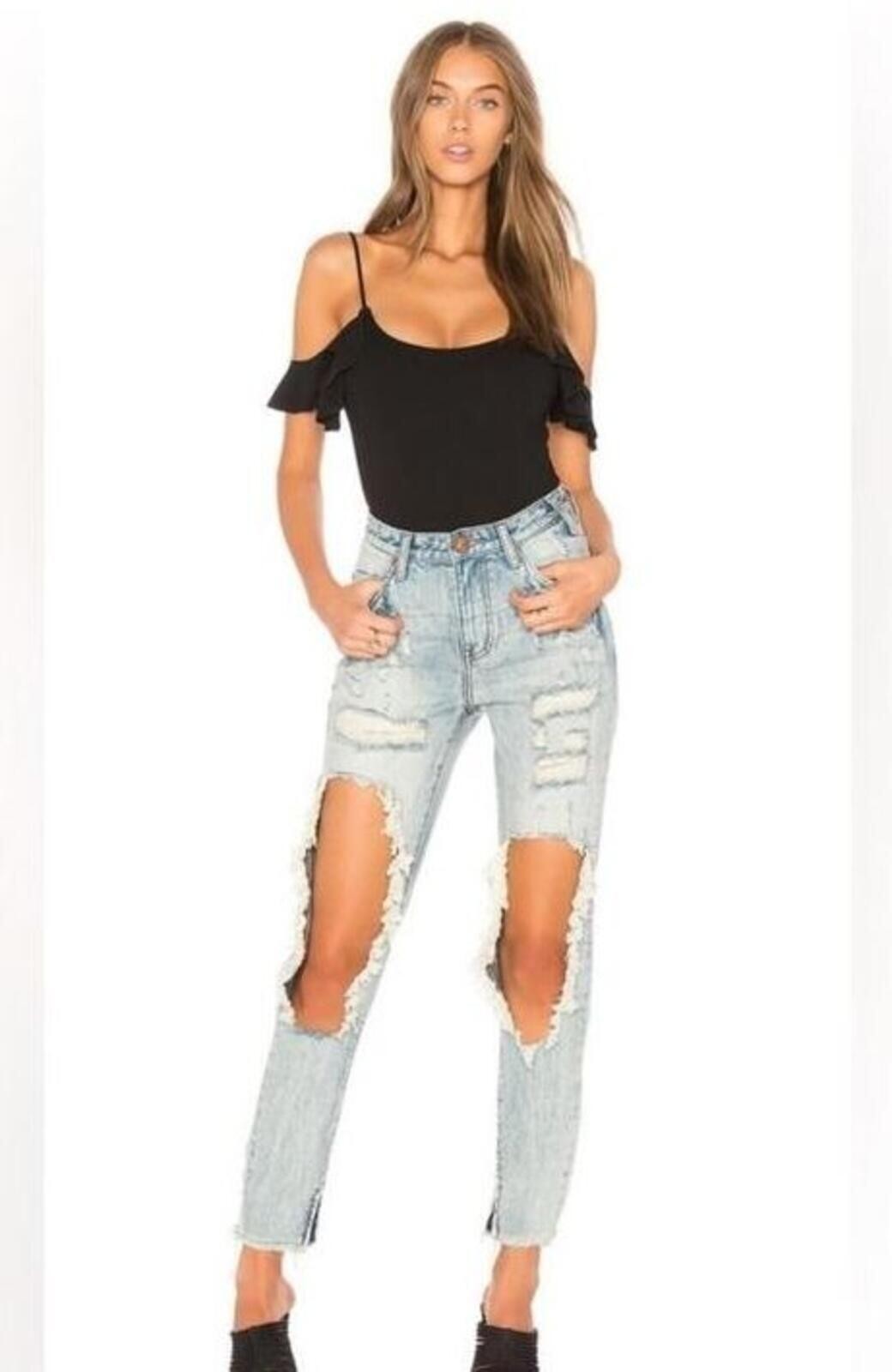 One Teaspoon Freebirds High Waist Skinny Jeans - Blue Hart Distr