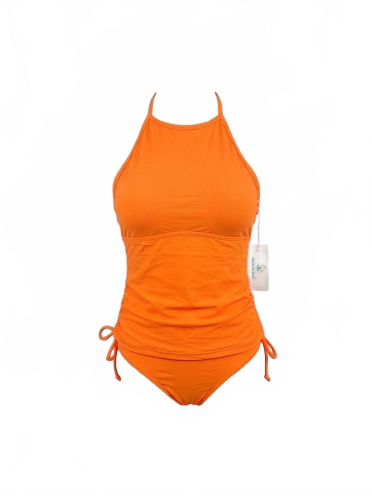 Beachsissi Neon Orange High Neck Tankini Set Size S NWT