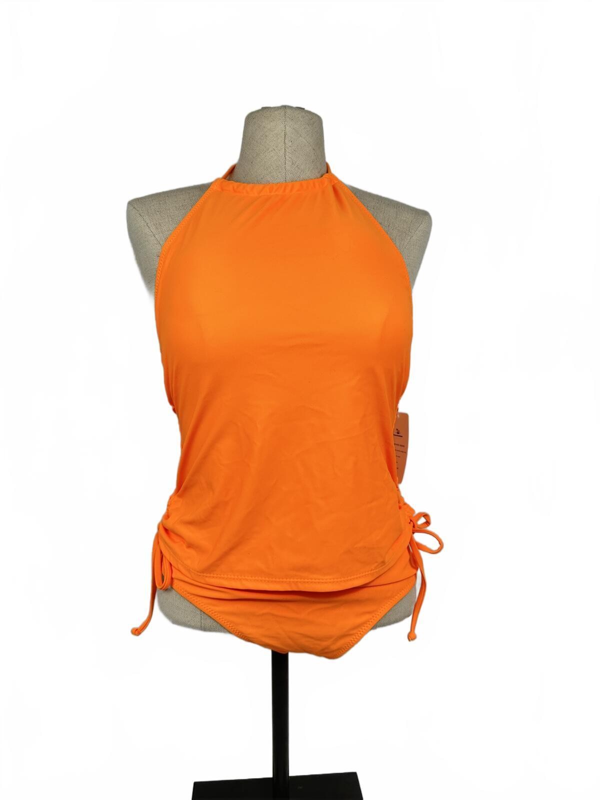 Beachsissi Neon Orange High Neck Tankini Set Size S NWT - photo 3