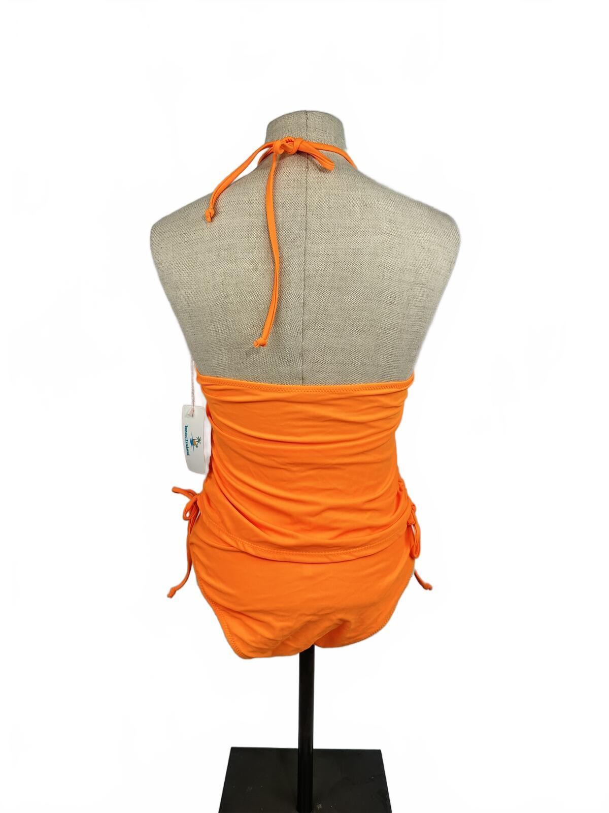 Beachsissi Neon Orange High Neck Tankini Set Size S NWT - photo 5