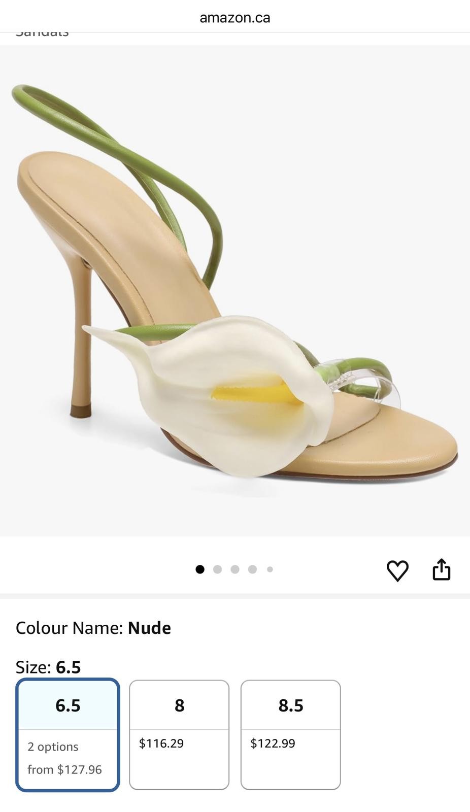 Cult Gaia Inspired Calla Lily Nude Stiletto Sandals Size 6 Green - photo 3