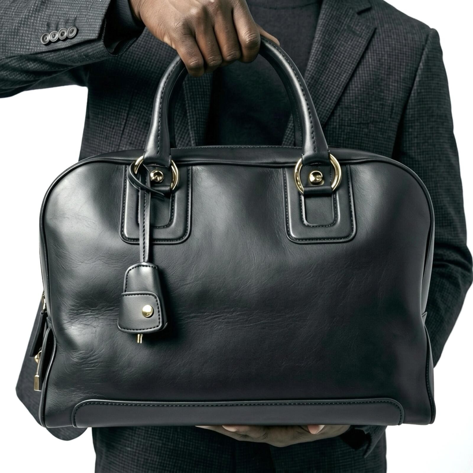 Dolce & Gabbana Vitello Aria Black Leather Multi‑Zip Top Handle