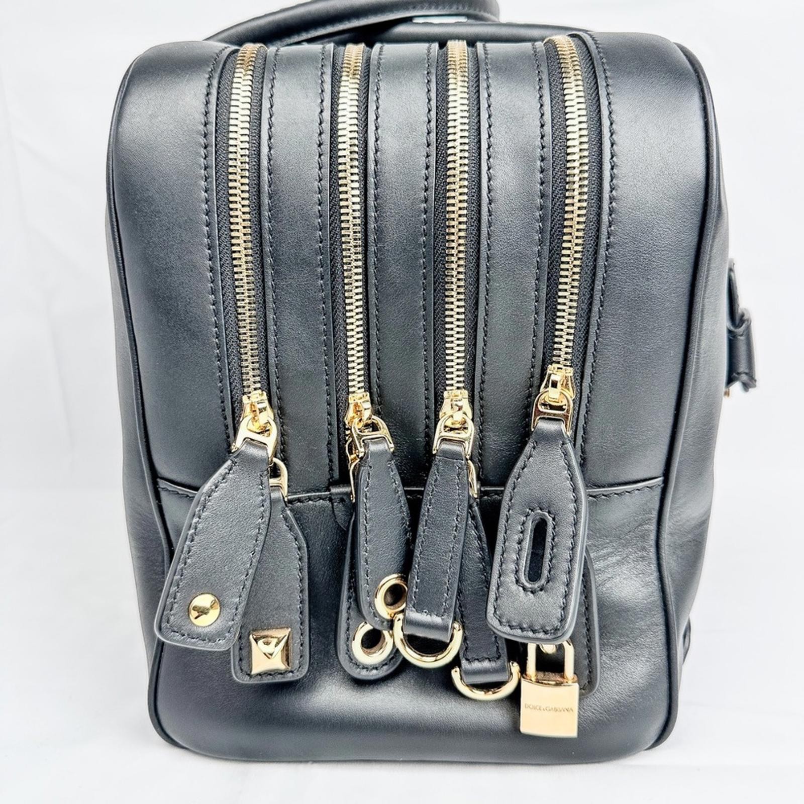 Dolce & Gabbana Vitello Aria Black Leather Multi‑Zip Top Handle - photo 3