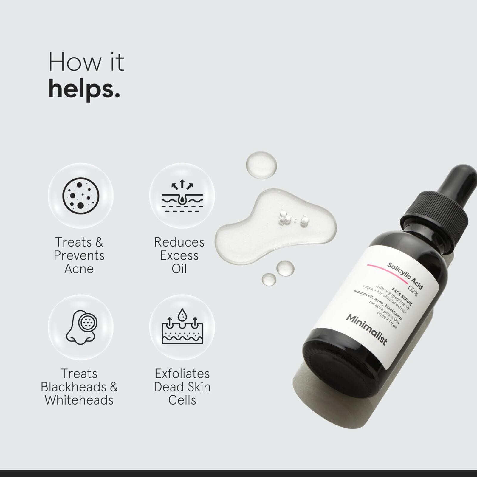 Minimalist 2% Salicylic Acid Serum 30ml BHA Acne Oil Control - photo 4