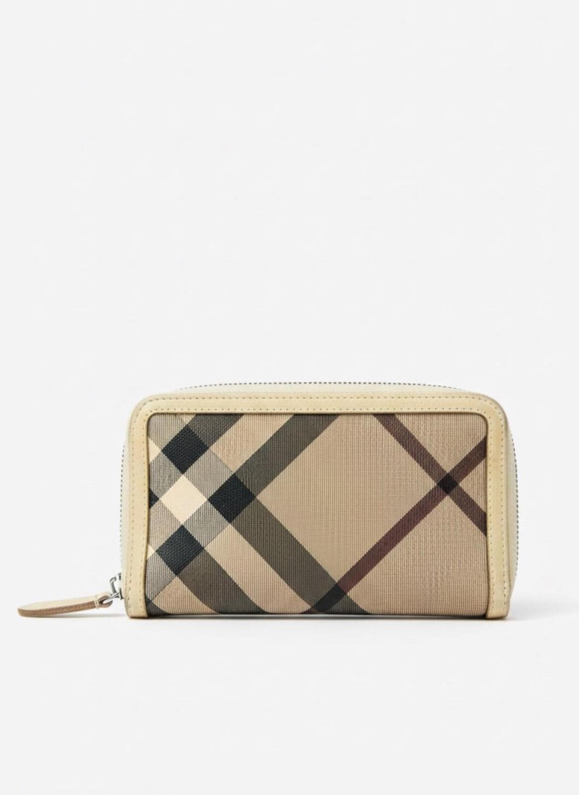 Burberry Nova Check Zip-Around Wallet Beige Coated Canvas | Pre-