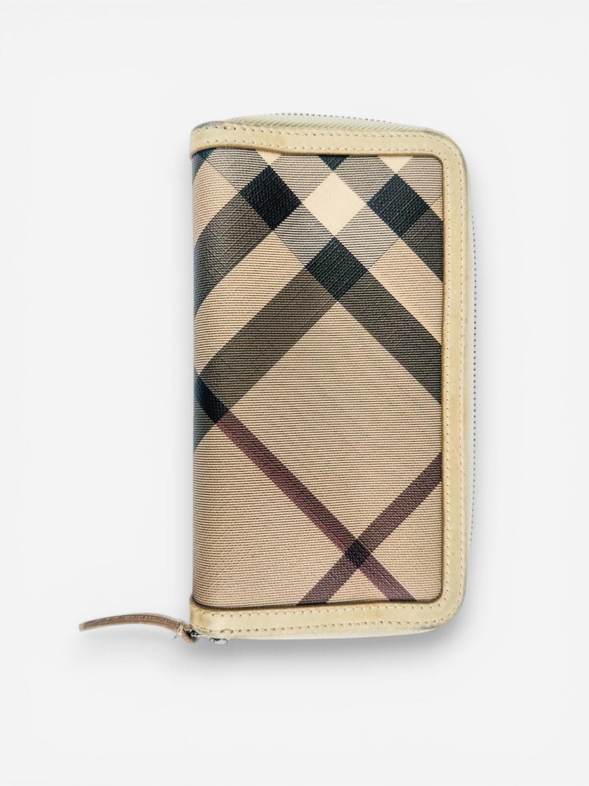 Burberry Nova Check Zip-Around Wallet Beige Coated Canvas | Pre- - photo 3