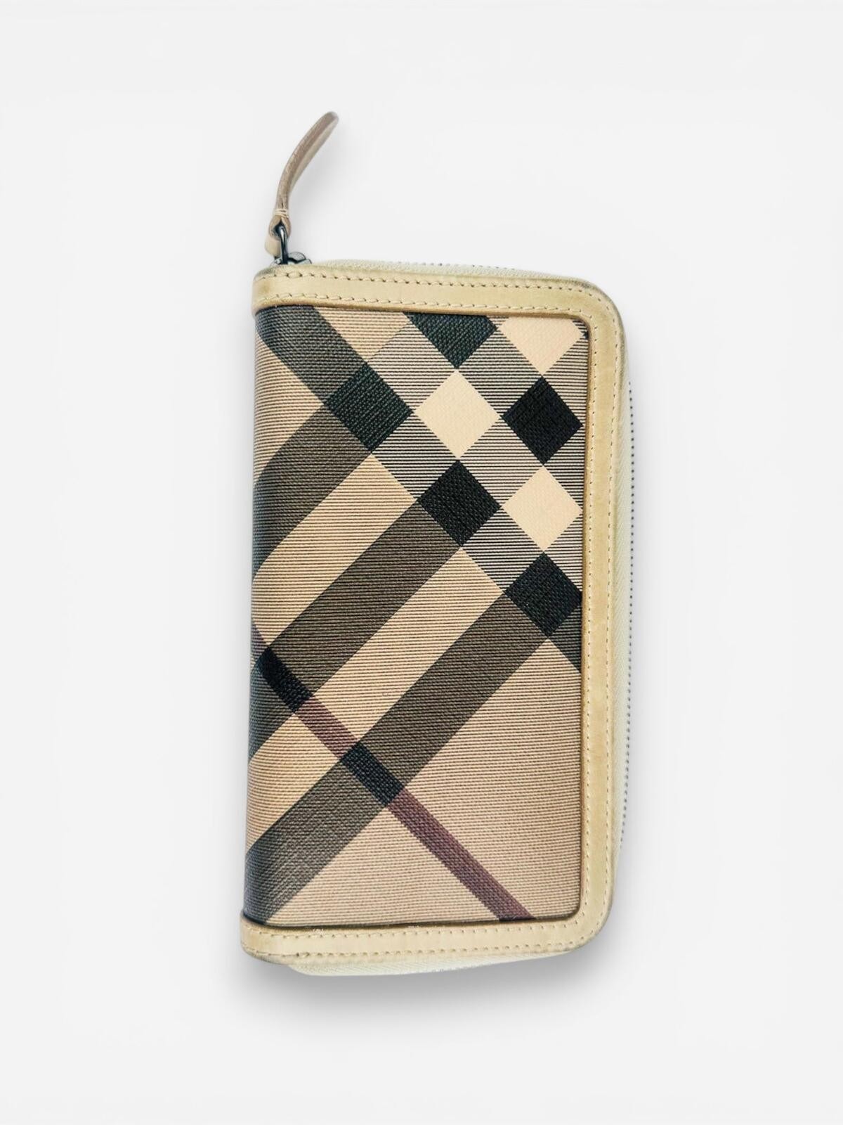 Burberry Nova Check Zip-Around Wallet Beige Coated Canvas | Pre- - photo 4