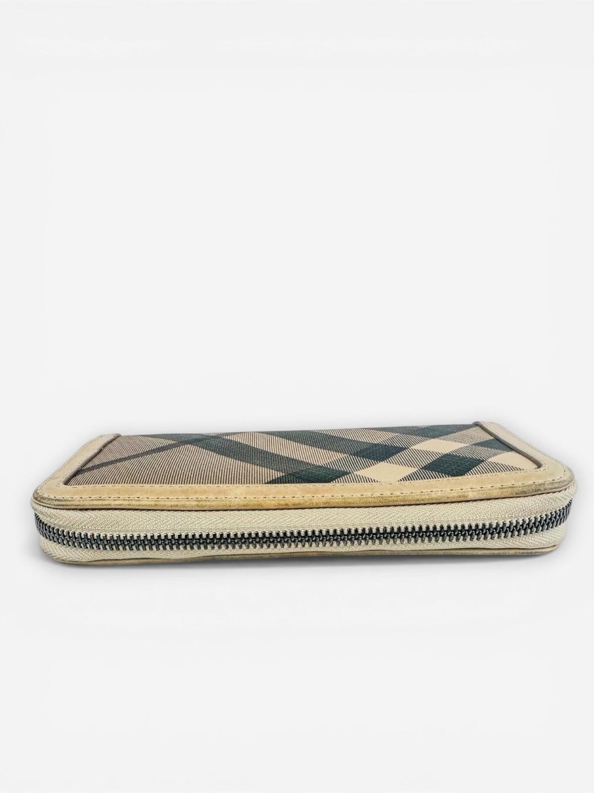 Burberry Nova Check Zip-Around Wallet Beige Coated Canvas | Pre- - photo 5