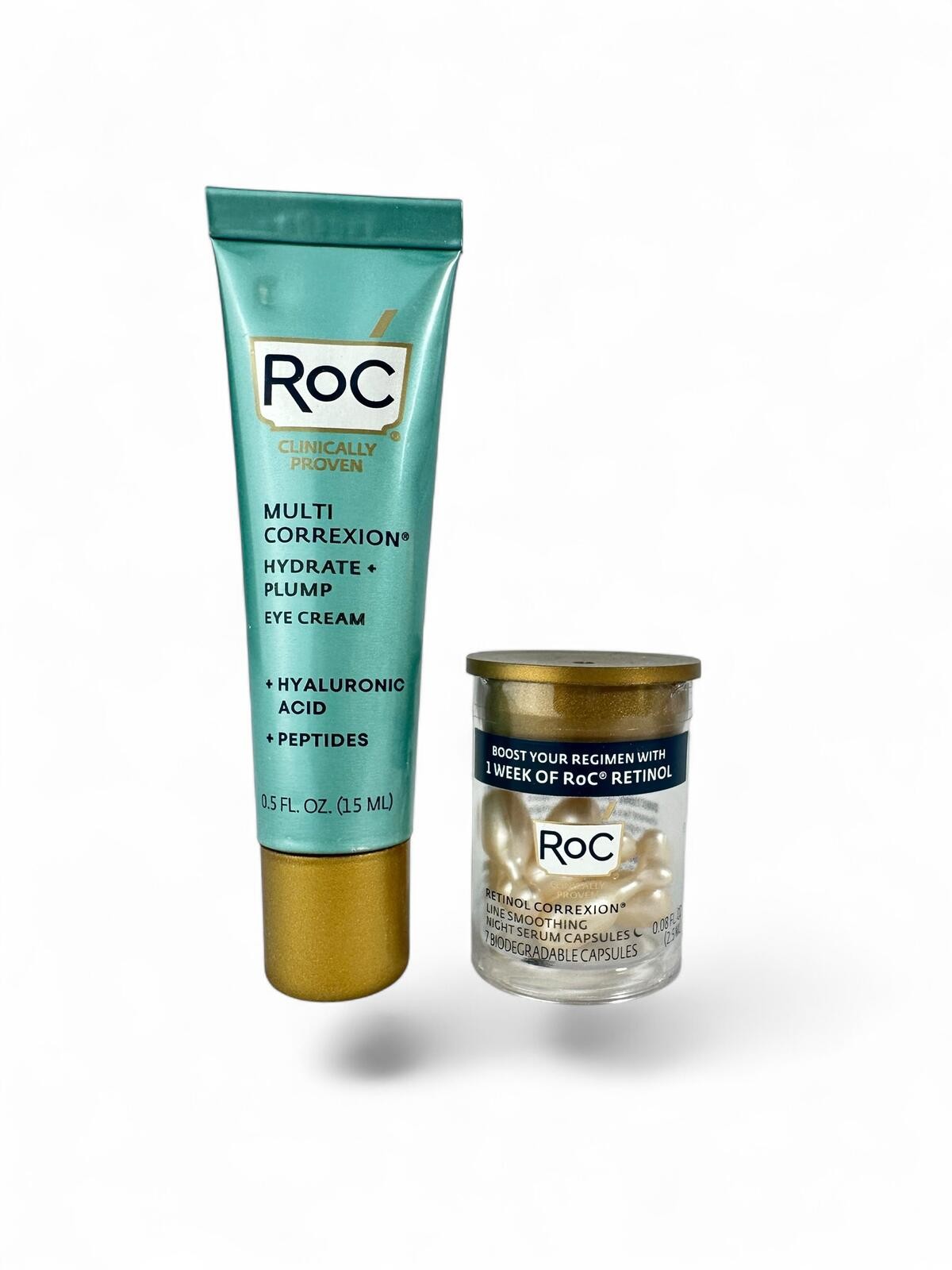 RoC Eye Cream Dark Circles Puffiness 15 ml + Retinol Capsules 7c